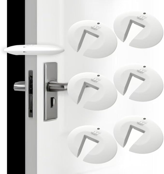 Silicone Door Pinch Guard and Door Slam Stopper, Durable Finger Pinch Guard, Prevents Pinch Injuries, Slamming Doors, Door Stopper for Kids, 6 Packs White.