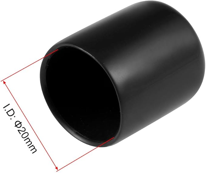 uxcell 20pcs Rubber End Caps 20mm ID Vinyl Round Tube Bolt Cap Cover Thread Protectors Black