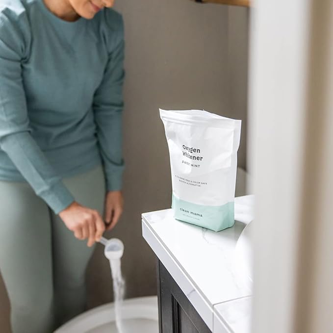 Clean Mama Natural Oxygen Whitener and Stain Remover - Color-Safe Natural Bleach Alternative - Plant-Derived Oxygen Powder, Whitens & Brightens Whites and Colors - Lemon, 2.53 lbs