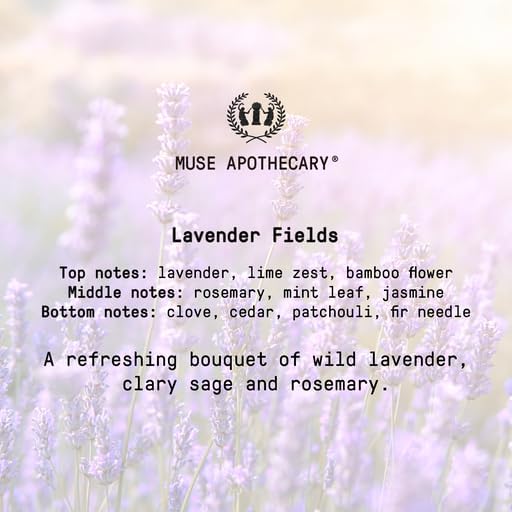 Muse Apothecary Home Ritual Active Odor Eliminator Spray - Furniture Deodorizer Spray & Bathroom Odor Eliminator for Home - Essential Oil Air Freshener - 8oz, Lavender Fields