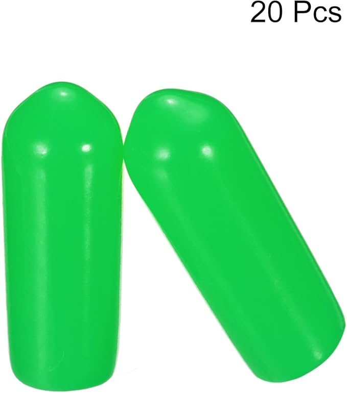 uxcell 20pcs Rubber End Caps 5mm(3/16") ID Vinyl PVC Round Tube Bolt Cap Cover Screw Thread Protectors Green