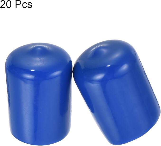 uxcell 20pcs Rubber End Caps 19mm ID Vinyl Round Tube Bolt Cap Cover Screw Thread Protectors Blue