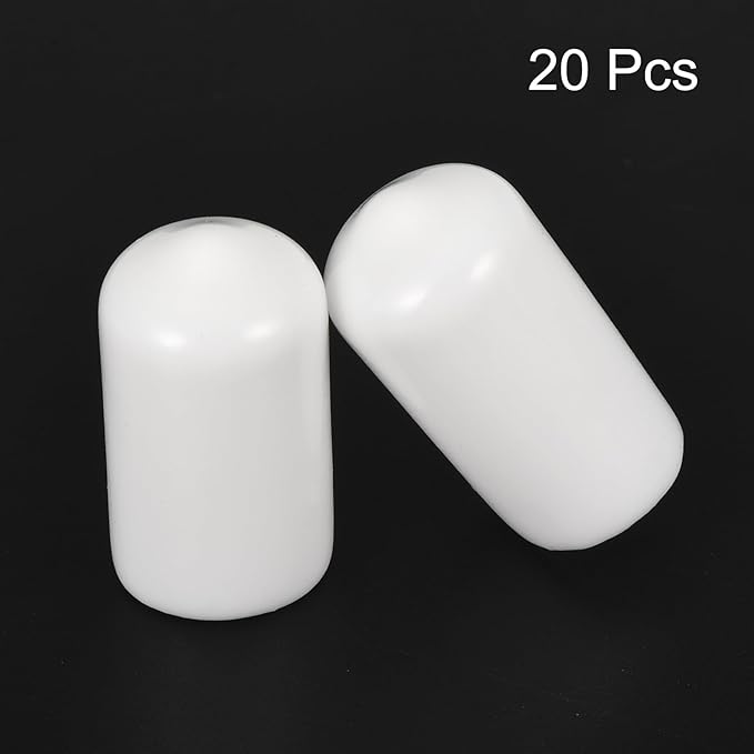uxcell 20pcs Rubber End Caps 10mm ID Vinyl Round End Cap Cover Screw Thread Protectors White
