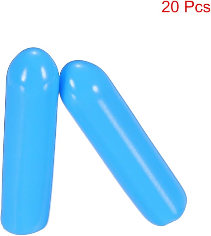 uxcell 20pcs Rubber End Caps 3mm(1/8") ID Vinyl PVC Round Tube Bolt Cap Cover Screw Thread Protectors,Light Blue