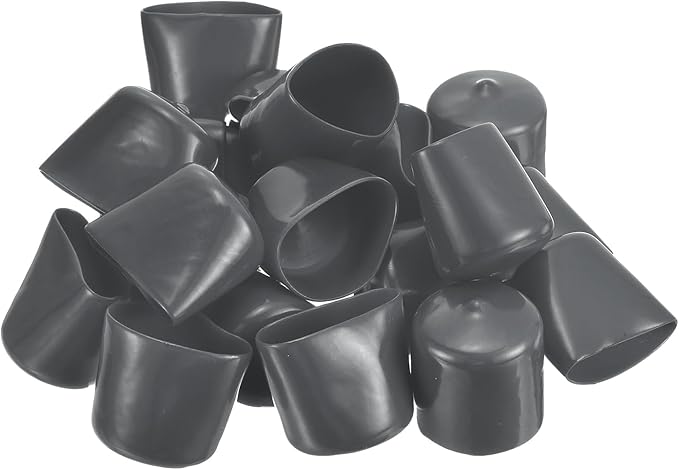uxcell 20pcs Rubber End Caps 28mm ID Vinyl Round Tube Bolt Cap Cover Thread Protectors Dark Grey