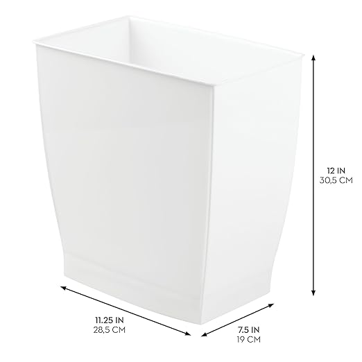 iDesign Small Rectangular Bathroom Trash Cans - Set of 2 - White - Made in USA