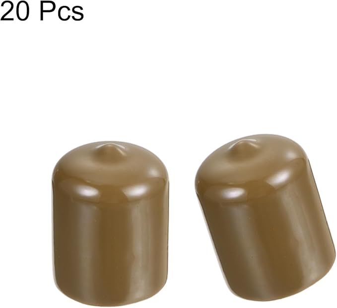 uxcell 20pcs Rubber End Caps 21mm ID Vinyl PVC Round Tube Bolt Cap Cover Screw Thread Protectors Light Brown