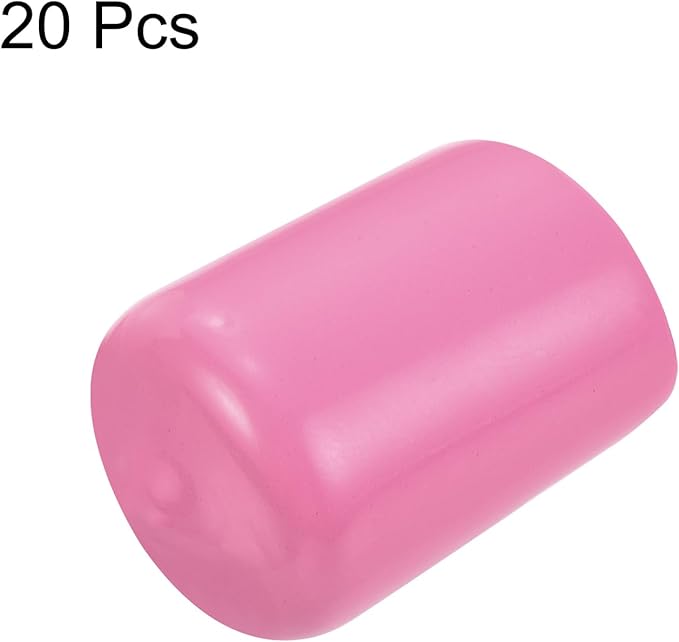 uxcell 20pcs Rubber End Caps 15mm ID Vinyl PVC Round Tube Bolt Cap Cover Screw Thread Protectors Pink
