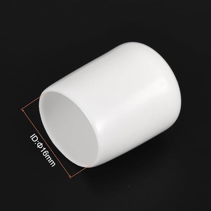 uxcell 20pcs Rubber End Caps 16mm ID Vinyl Round End Cap Cover Screw Thread Protectors White