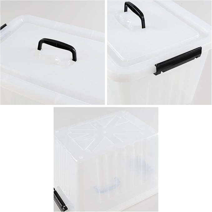 Asking 18 L Clear Plastic Storage Box with Handle, 4-Pack
