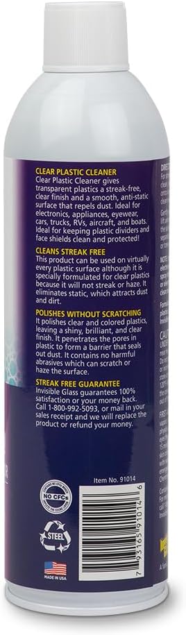 Invisible Glass 91014-2PK 19-Ounce Screen and Plastic Cleaner Protectant and Polish Anti-Fog and Anti-Static for Plastic Surfaces Touchscreens, Plastic Shields and Guards, Electronics, Pack of 2 , white