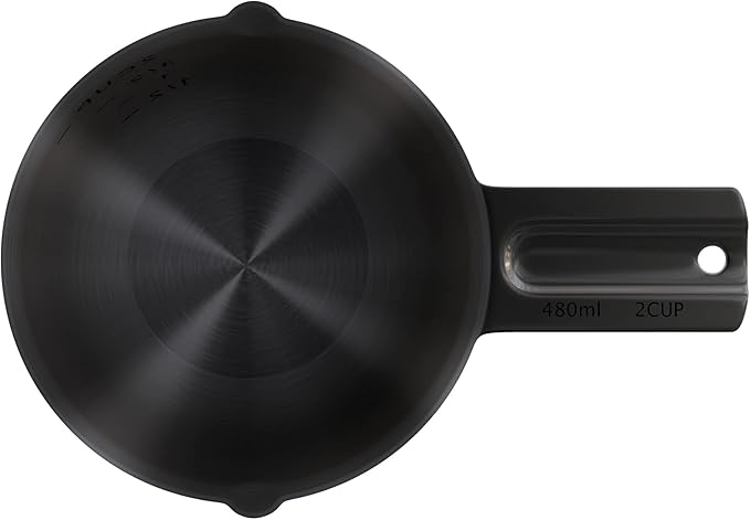 Color Up 2 Cup Measuring Cup, 480ml Black Stainless Steel Metal Measuring Scoop, Easy-Pour Spouts, Engraved Markings, for Dry & Liquid Ingredients