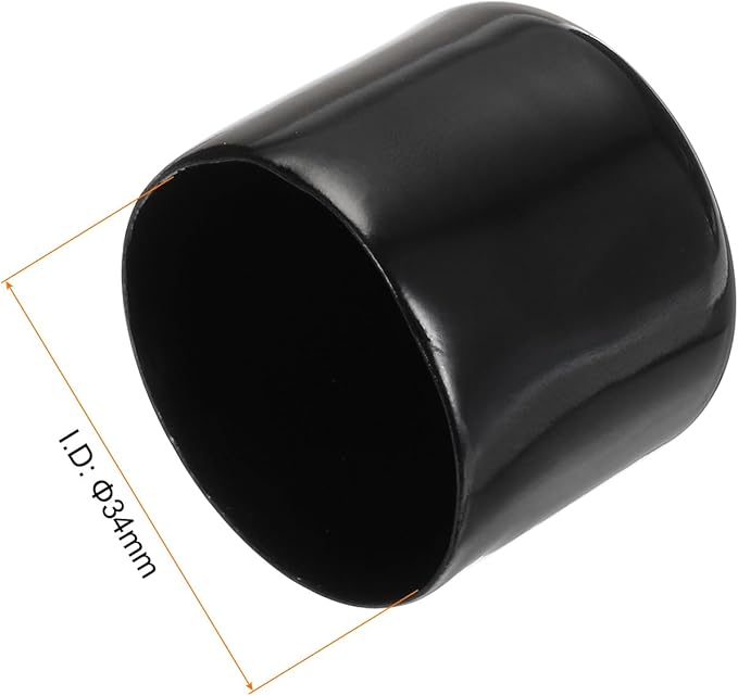uxcell 20pcs Rubber End Caps 34mm ID Vinyl PVC Round Tube Bolt Cap Cover Screw Thread Protectors Black
