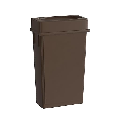 23 Gallon Brown Slim Jim Trash Can with Drop Shot Lid
