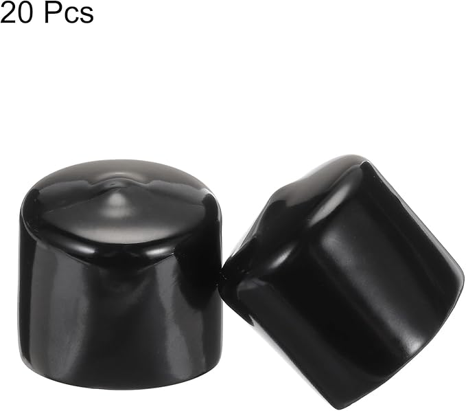 uxcell 20pcs Rubber End Caps 34mm ID Vinyl PVC Round Tube Bolt Cap Cover Screw Thread Protectors Black