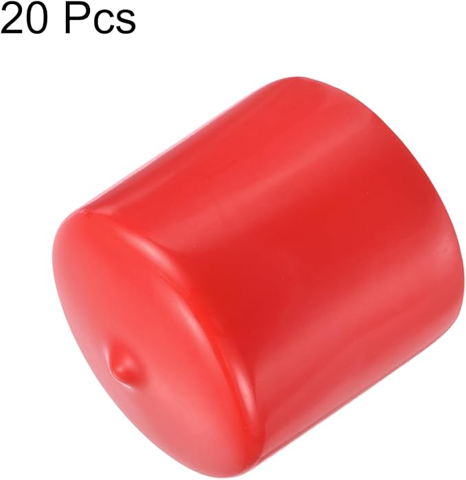 uxcell 20pcs Rubber End Caps 42mm ID Vinyl Round Tube Bolt Cap Cover Thread Protectors Red