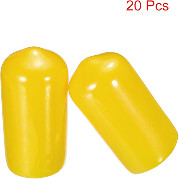 uxcell 20pcs Rubber End Caps 10mm(3/8") ID Vinyl PVC Round Tube Bolt Cap Cover Screw Thread Protectors Yellow