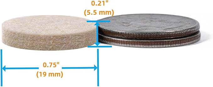 Furnigear Felt Furniture Pads for Hardwood Floors - Self Adhesive Chair Felt Pads, Floor Protector for Furniture Feet, Furniture Sliders Moving Your Furniture Smoothly - Anti Scratch 96 Pcs 3/4" Round