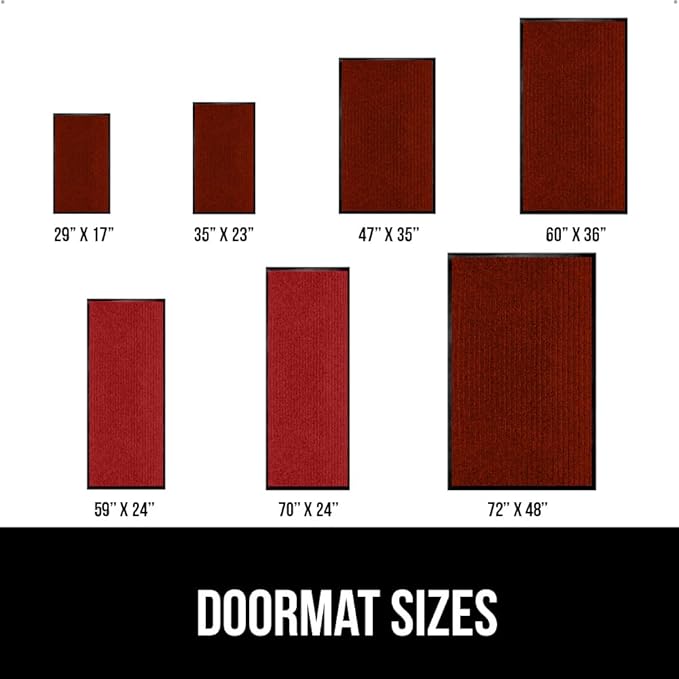 GORILLA GRIP Traffic Guard Door Mat, 2 Pack, Heavy Duty Waterproof Doormat, Commercial Office Space Welcome Mats, Stain and Fade Resistant, Low Profile, Strong Rubber Backing, 29x17, Red