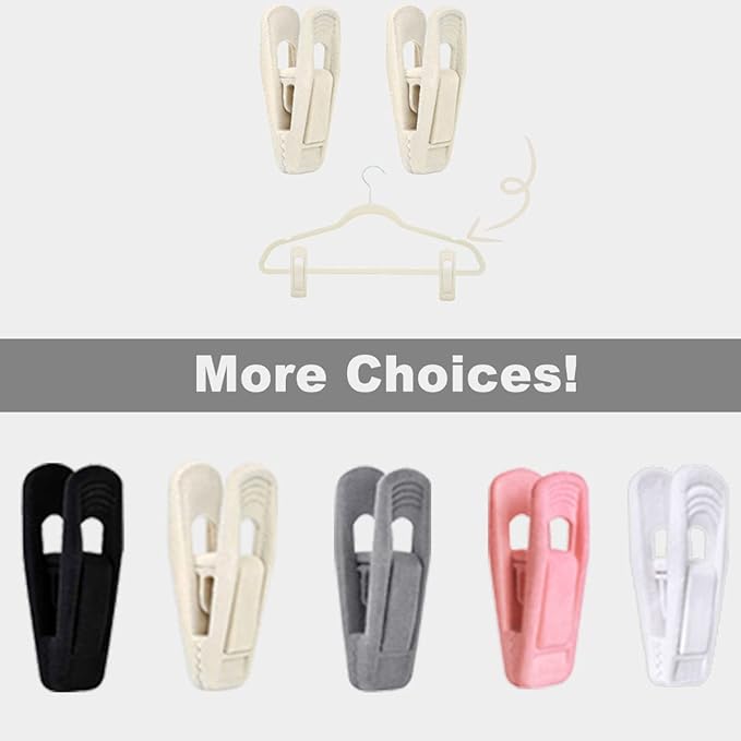 Velvet Hanger Clips for Velvet Hangers - 20 PCS Beige Non-Slip Velvet Clip for Skirt Hanger, Strong Flocking Clips Fit for Ivory Velvet Hangers