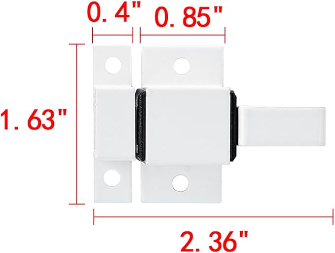 4 Packs Spring Door Lock, White Self-Closing Gate Latch with Aluminum Alloy, Security Latch for Windows, Cabinets & Gates