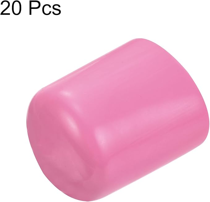 uxcell 20pcs Rubber End Caps 20mm ID Vinyl PVC Round Tube Bolt Cap Cover Screw Thread Protectors Pink