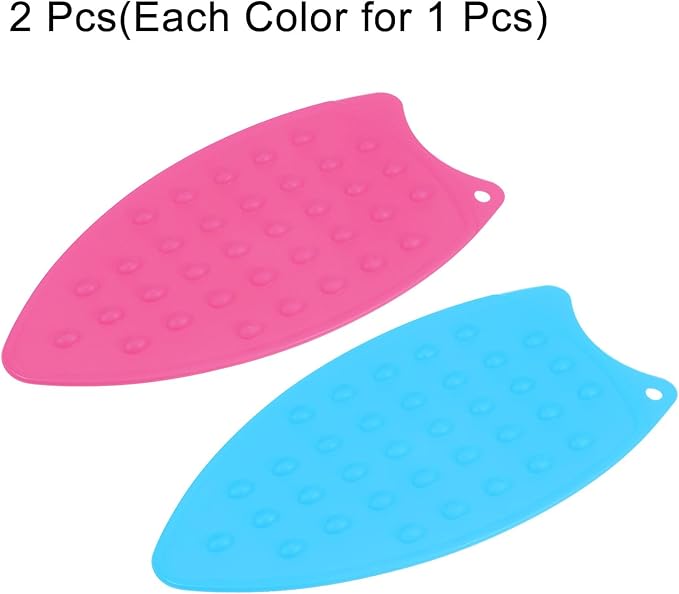 HARFINGTON 2pcs Silicone Iron Rest Pad, Multipurpose Iron Hot Resistant Mat Iron Rest Plate for Ironing Board Hot Heat Resistant Steam Compact Mat, Fuchsia/Blue