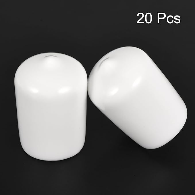 uxcell 20pcs Rubber End Caps 20mm ID Vinyl Round End Cap Cover Screw Thread Protectors White