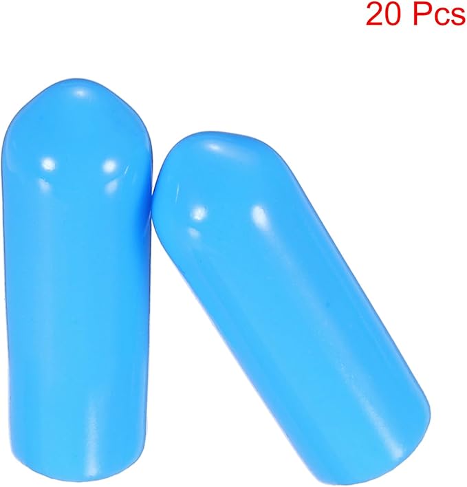 uxcell 20pcs Rubber End Caps 5mm(3/16") ID Vinyl PVC Round Tube Bolt Cap Cover Screw Thread Protectors,Light Blue