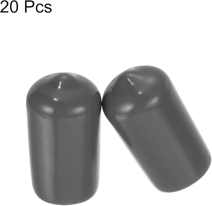 uxcell 20pcs Rubber End Caps 12mm(1/2") ID Vinyl PVC Round Tube Bolt Cap Cover Screw Thread Protectors Dark Grey