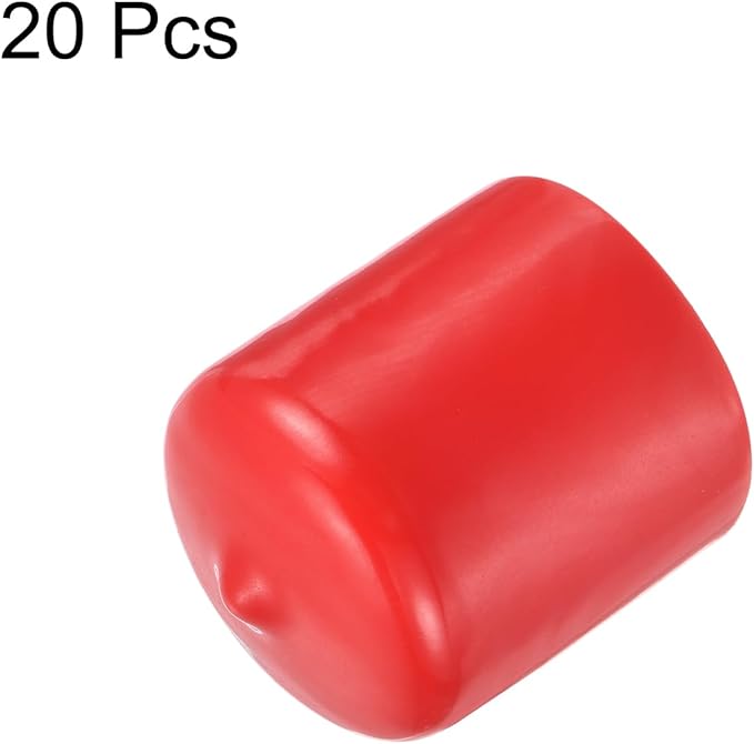 uxcell 20pcs Rubber End Caps 29mm ID Vinyl Round Tube Bolt Cap Cover Thread Protectors Red