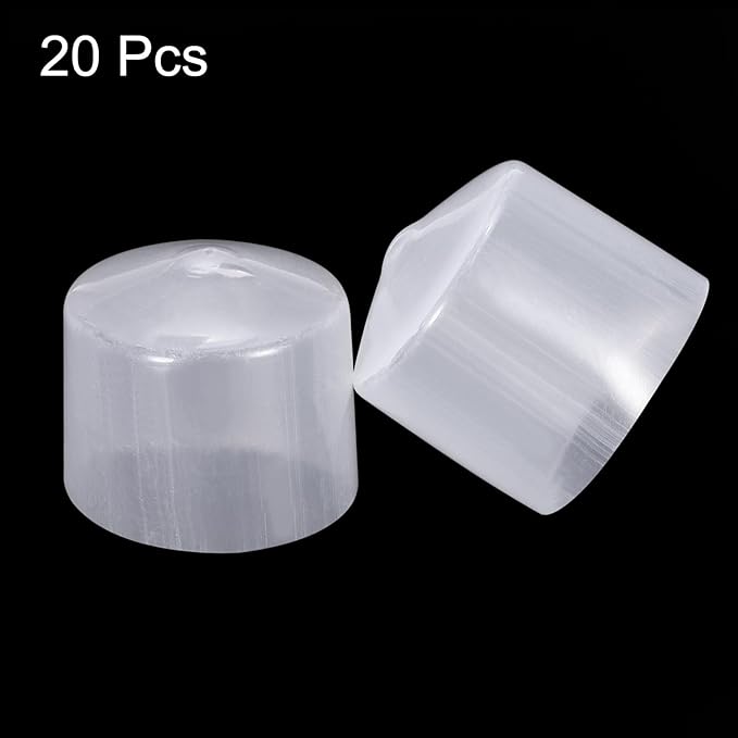 uxcell 20pcs Rubber End Caps 35mm ID Vinyl PVC Round Tube Bolt Cap Cover Screw Thread Protectors Clear