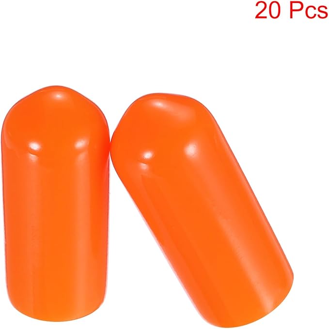 uxcell 20pcs Rubber End Caps 6mm(1/4") ID Vinyl PVC Round Tube Bolt Cap Cover Screw Thread Protectors,Orange