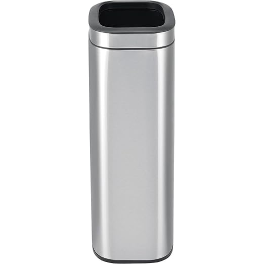 Global Industrial 8 Gallon Stainless Steel Slim Open Top Receptacle