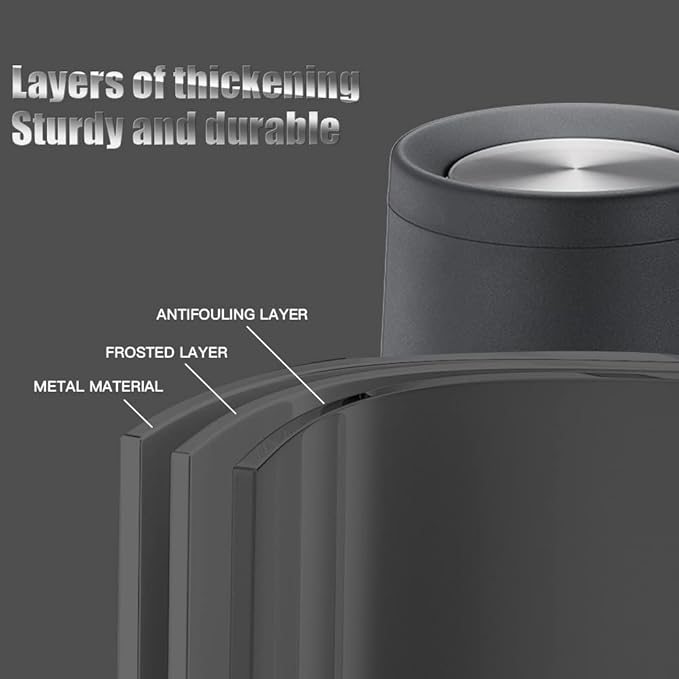Household Swing Black Bathroom Trash Can，Brushed Stainless Steel，10 L/3 Gallen，Garbage Can with Flipping Lid， for Indoor or Commercial Use, Kitchen,Modern，Living Room,Bedroom