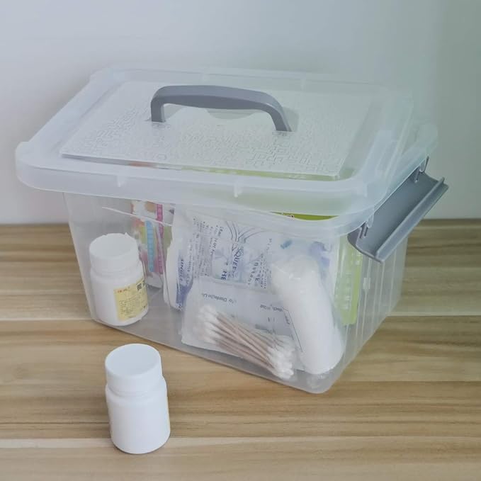 6-Pack Plastic Storage Box, 6 L Clear Storage Bins with Lid