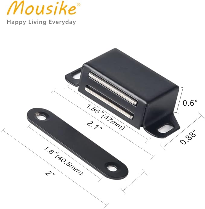 Mousike Cabinet Magnets 30lb Black Door Magnets with Strong Magnetic for Kitchen Cupboard Wardrobe Closet Cabinet Door Drawer Latch 16 Pack