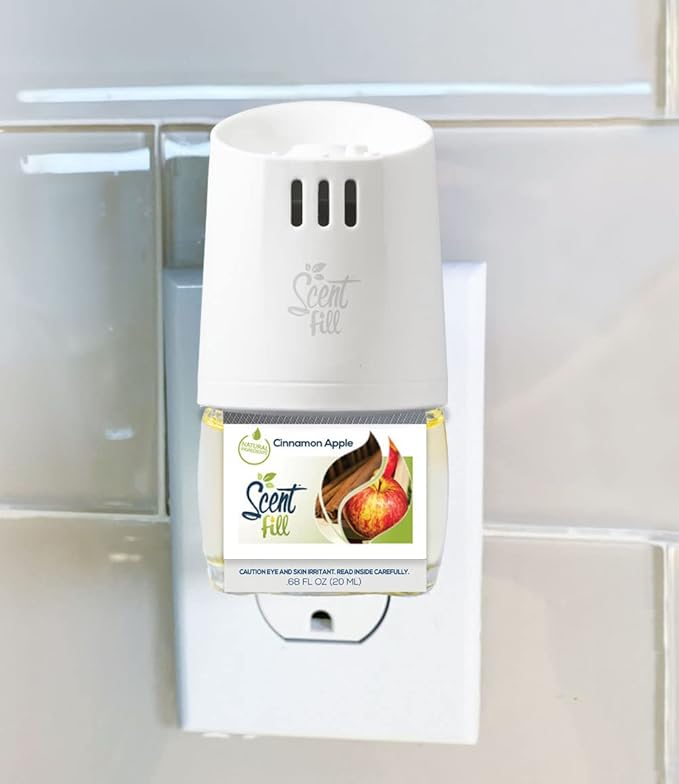 Scent Fill Cinnamon Apple Plug in Air Freshener, 4 Scented Oil Refills