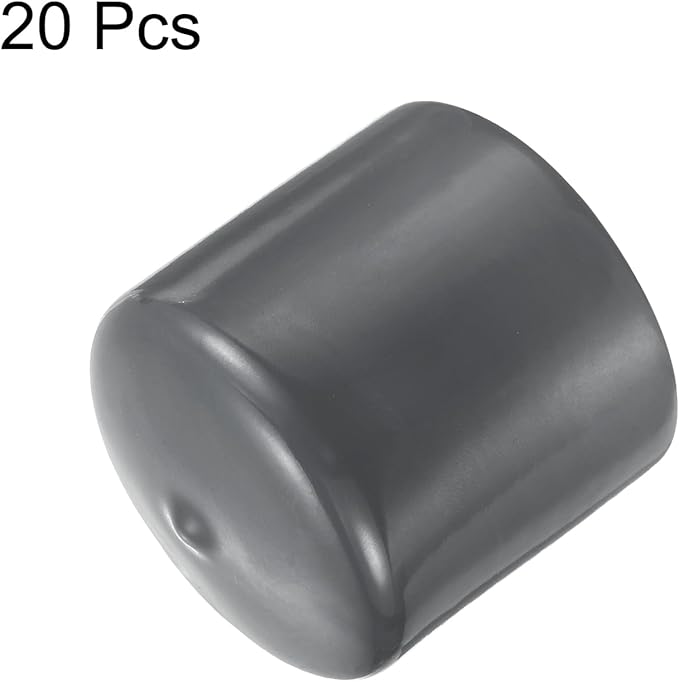 uxcell 20pcs Rubber End Caps 49mm ID Vinyl Round Tube Bolt Cap Cover Thread Protectors Dark Grey