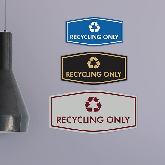 Fancy Recycling Only Sign (White/Red) - Large