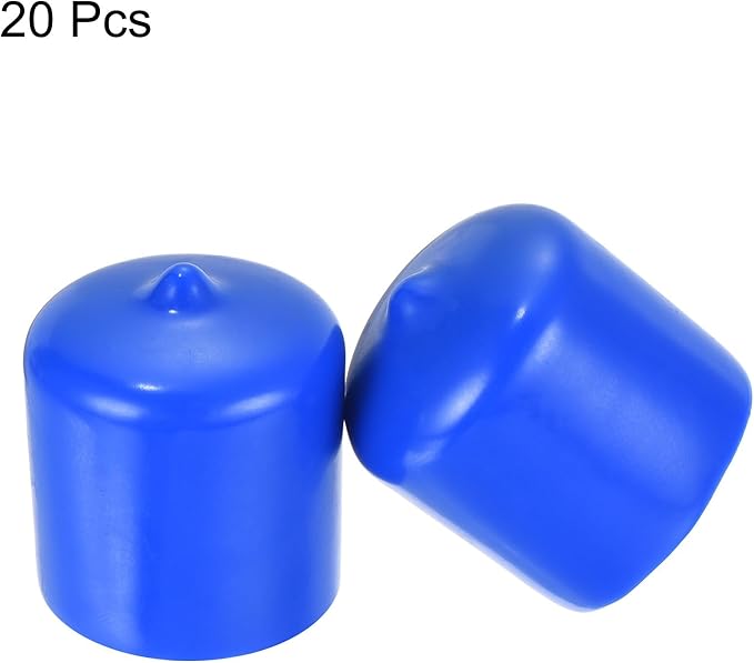 uxcell 20pcs Rubber End Caps 26mm ID Vinyl Round Tube Bolt Cap Cover Screw Thread Protectors Blue