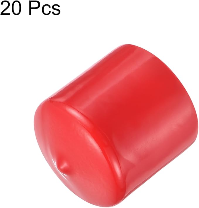uxcell 20pcs Rubber End Caps 40mm ID Vinyl Round Tube Bolt Cap Cover Thread Protectors Red