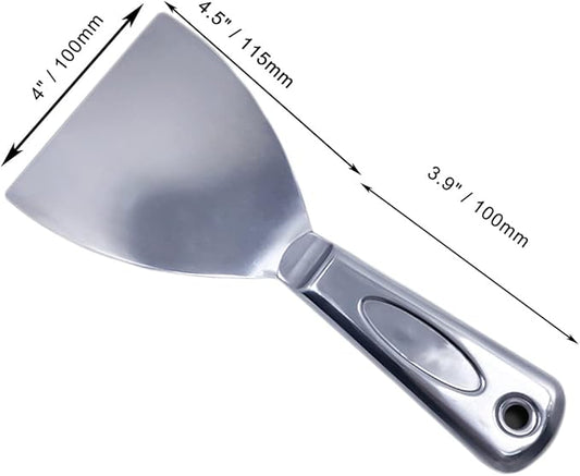 Flex All Stainless Steel Joint Knife Putty Scraper,4-Inch Professional Grade 420 stainless steel, All-Metal, Precision Ground Edge Putty Knife Tape Knife (4")