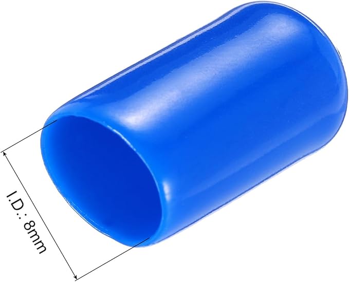 uxcell 20pcs Rubber End Caps 8mm(5/16") ID Vinyl PVC Round Tube Bolt Cap Cover Screw Thread Protectors,Blue