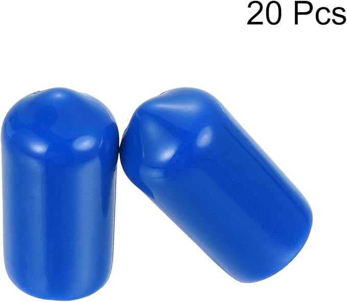 uxcell 20pcs Rubber End Caps 9mm ID Vinyl PVC Round Tube Bolt Cap Cover Screw Thread Protectors Blue
