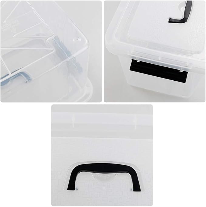 10 L Clear Plastic Latching Box, Plastic Storage Bin with Lids, 4-Pack