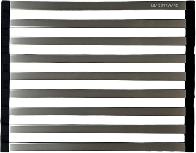 Foldable Dish Drying Rack, Over The Sink Dish Drying Rack ，Dish Drying mat，Dish Drying mats for Kitchen Counter，Stainless Steel Multifunctional mat (19.69×12.8in)
