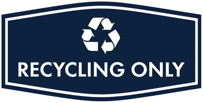 Fancy Recycling Only Sign (Navy Blue/White) - Large