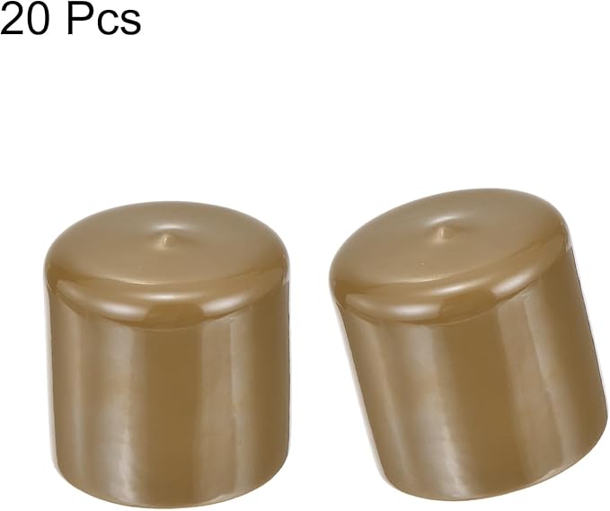 uxcell 20pcs Rubber End Caps 43mm ID Vinyl PVC Round Tube Bolt Cap Cover Screw Thread Protectors Light Brown
