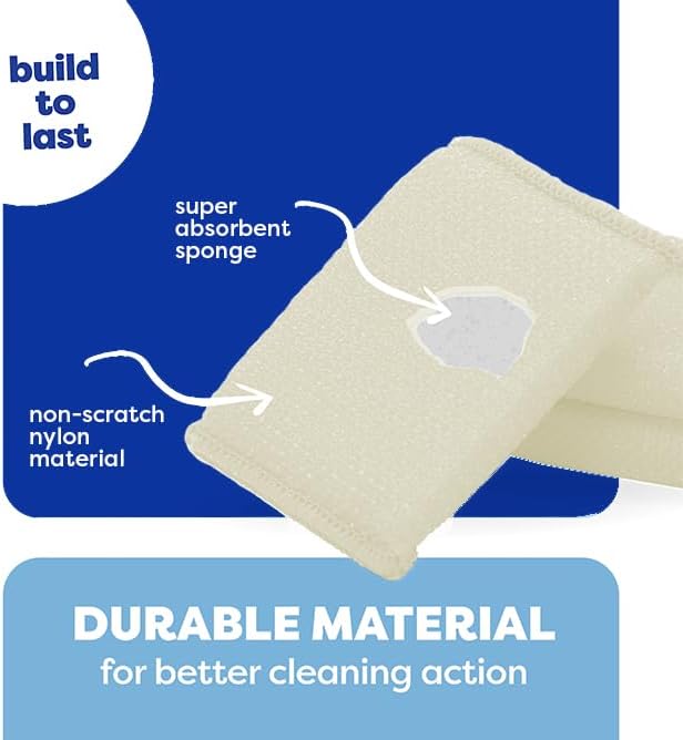 12 Pack Scrub Sponges Kitchen by SCRUBIT, Multi-Purpose Scouring Pads, Non-Scratch Cleaning Sponges for Dishes, Pots & Non-Stick Cookware - Long Lasting Dish Scrubbers for Kitchen, Bathroom & More